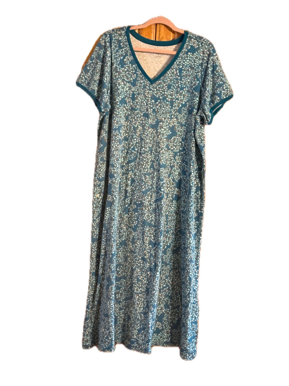 Dreams & Co Teal Floral V-Neck Lounge Dress 22/24